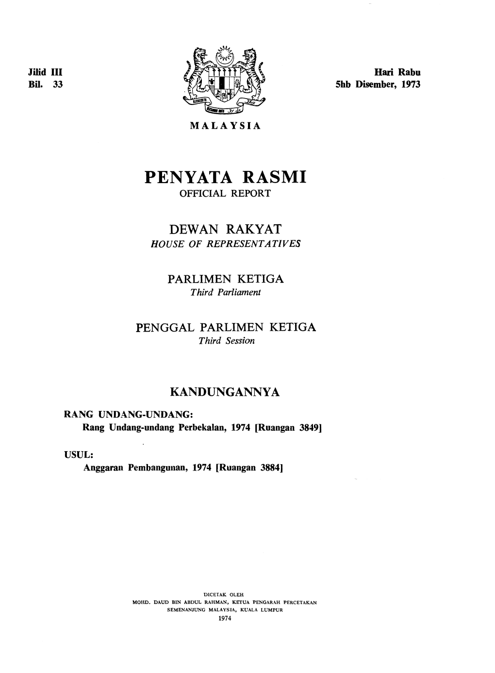 Penyata Rasmi Official Report