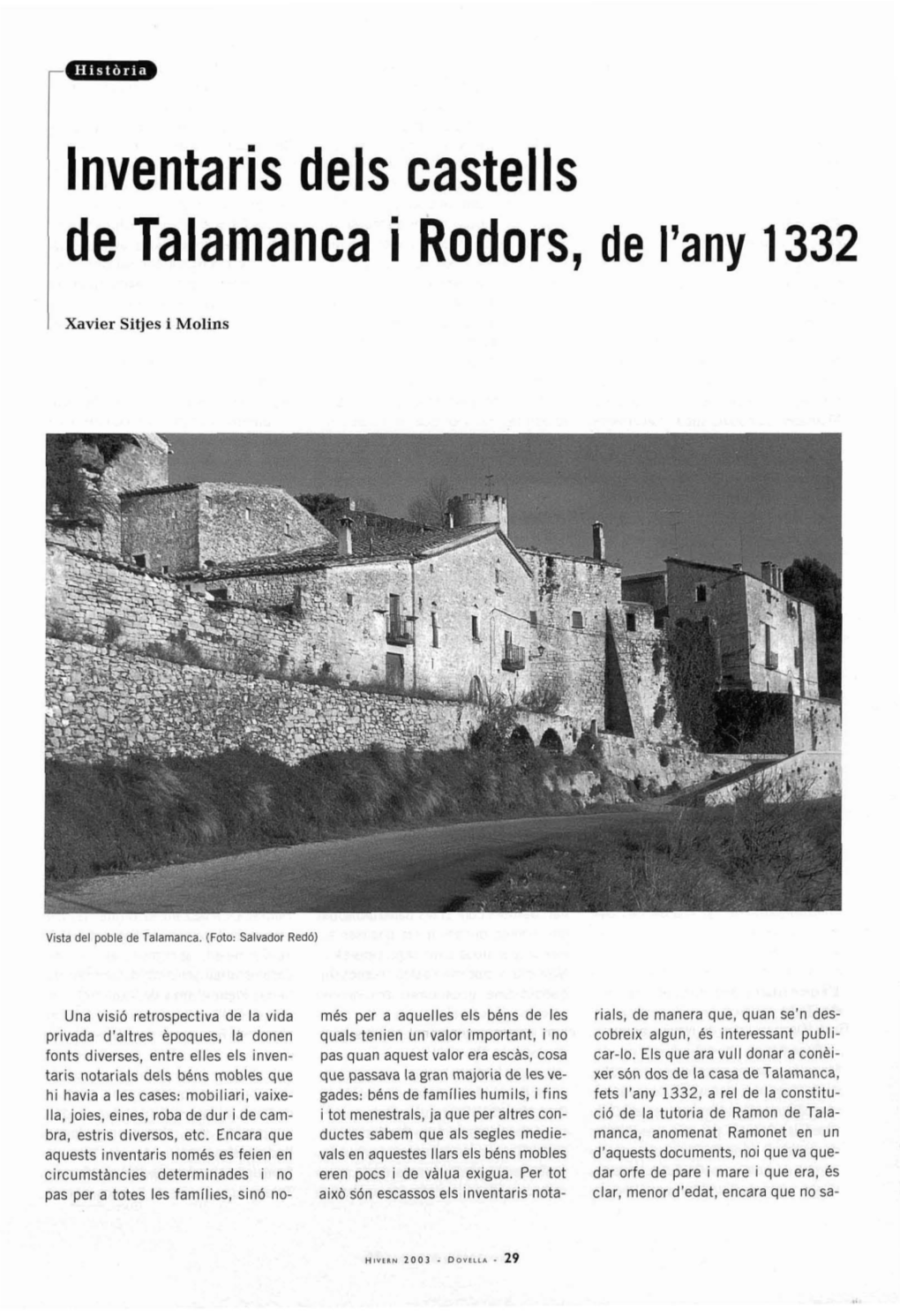 Lnventaris Dels Castells De Talamanca I Rodors, De I'any 1332