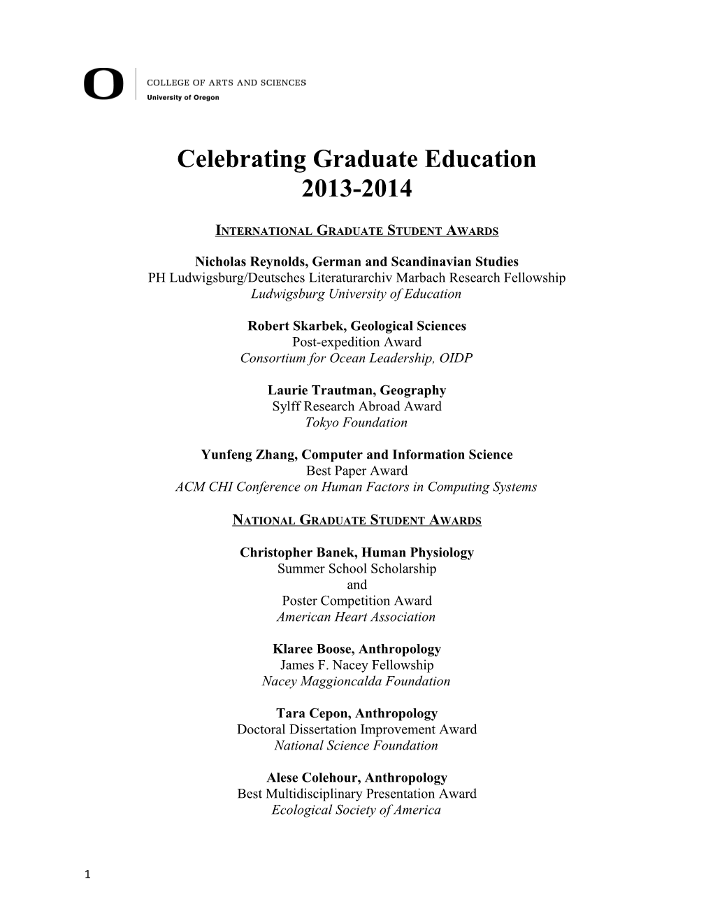 International Graduate Student Awards