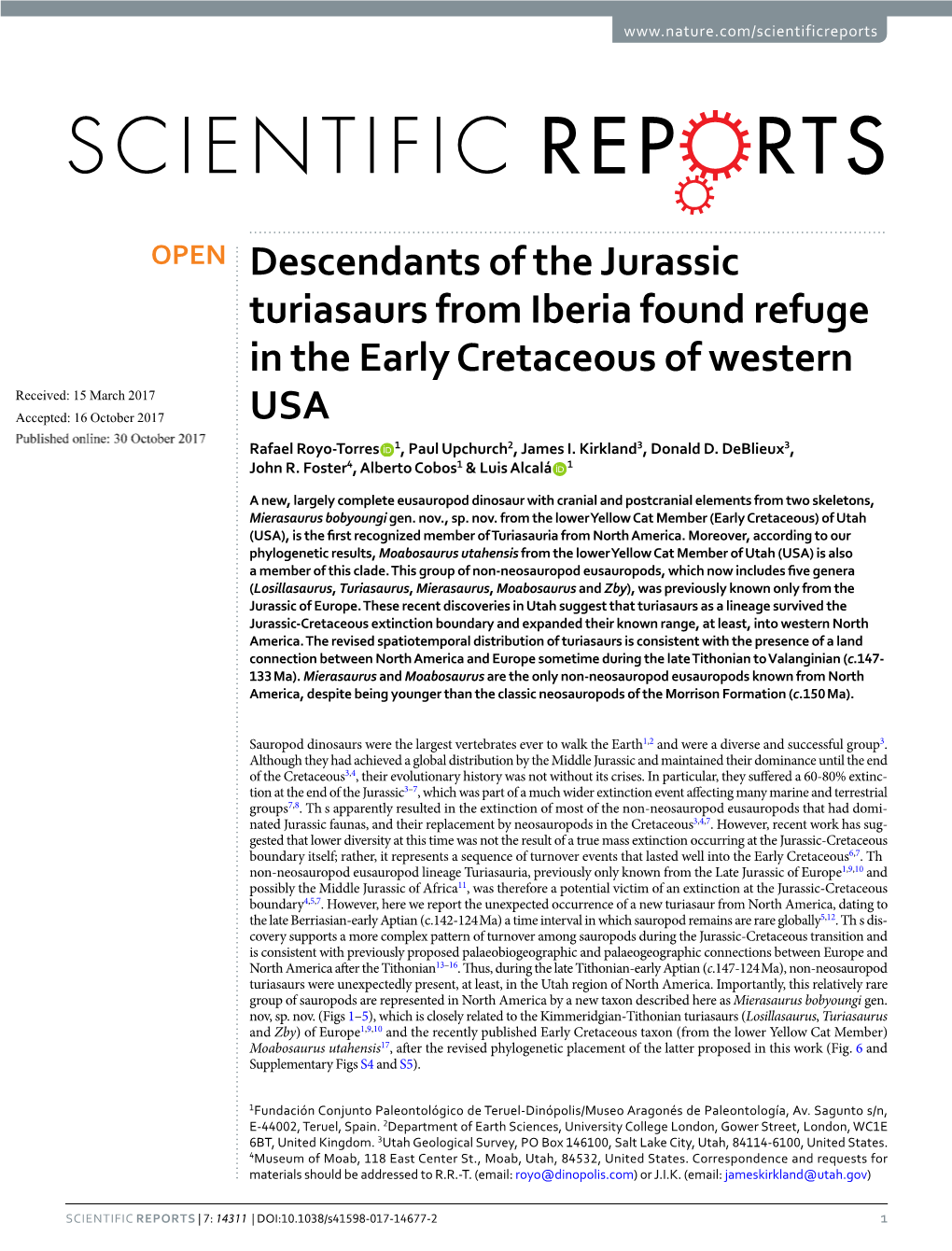 Descendants of the Jurassic Turiasaurs from Iberia Found Refuge