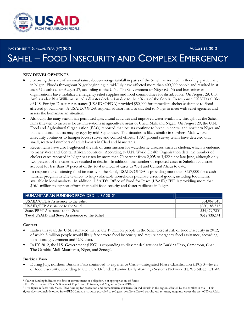 Food Insecurity and Complex Emergency