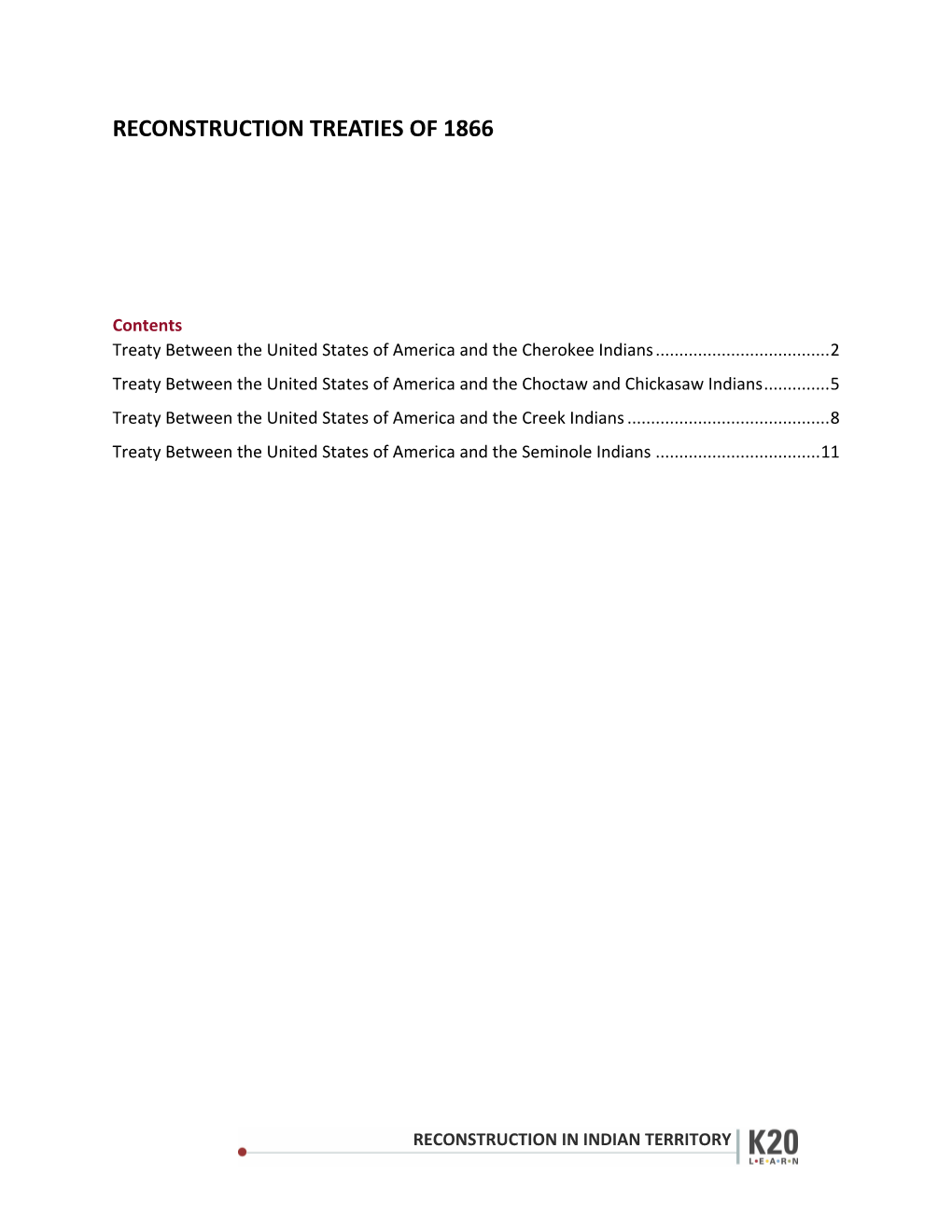 Reconstruction Treaties of 1866