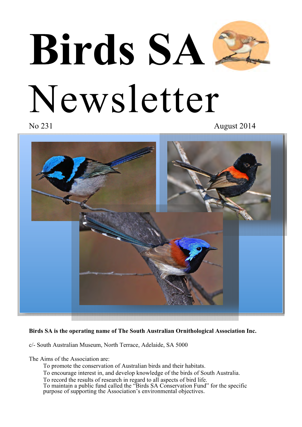 Birds SA Newsletter No. 231, August 2014