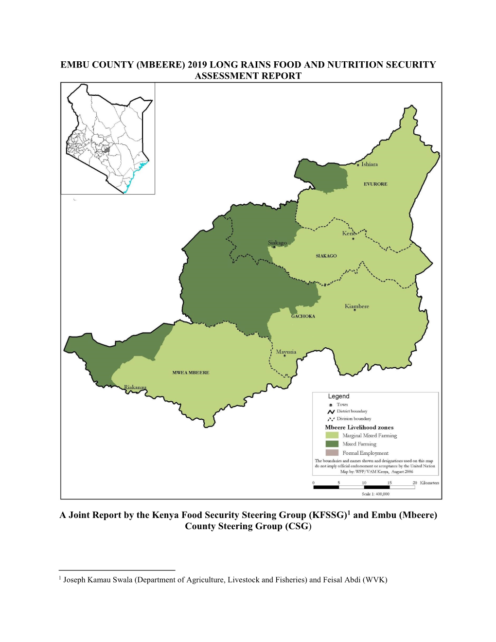 Embu County (Mbeere) 2019 Long Rains Food and Nutrition Security Assessment Report