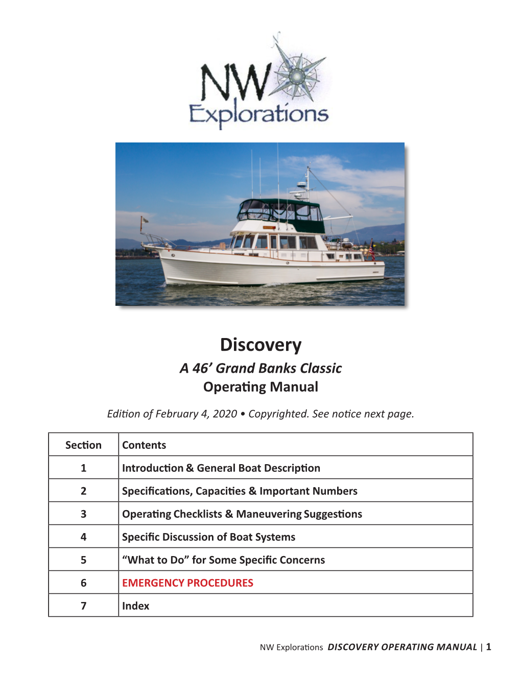 Discovery a 46’ Grand Banks Classic Operating Manual