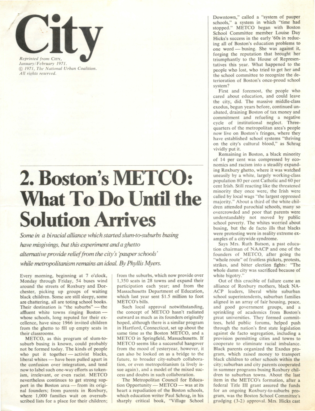 Boston's METCO: What to Do Until the Solution Arrives