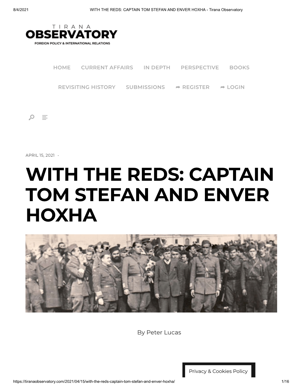 CAPTAIN TOM STEFAN and ENVER HOXHA - Tirana Observatory