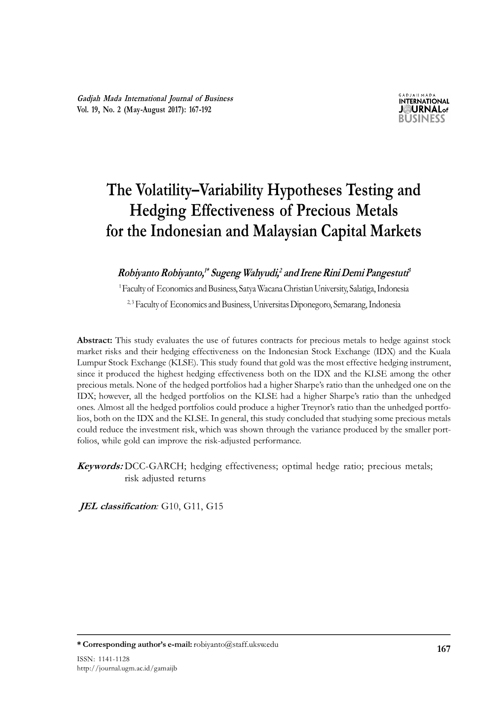 The Volatility–Variability Hypotheses Testing and Hedging Effectiveness of Precious Metals for the Indonesian and Malaysian Capital Markets