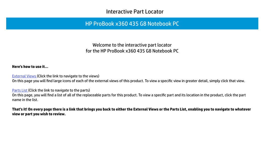 Interactive Part Locator HP Probook X360 435 G8 Notebook PC
