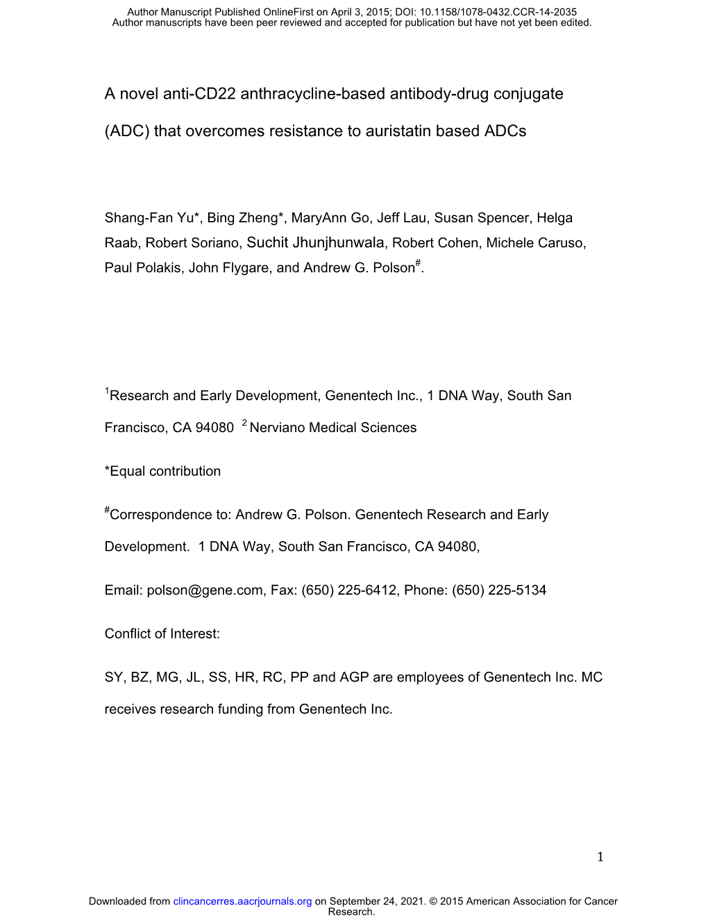 ADC) That Overcomes Resistance to Auristatin Based Adcs