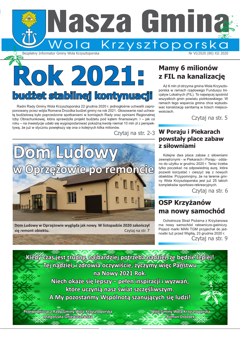 Rok 2021: Aż 6 Mln Zł Otrzyma Gmina Wola Krzyszto- Porska W Ramach Rządowego Funduszu Ini- Cjatyw Lokalnych (FIL)