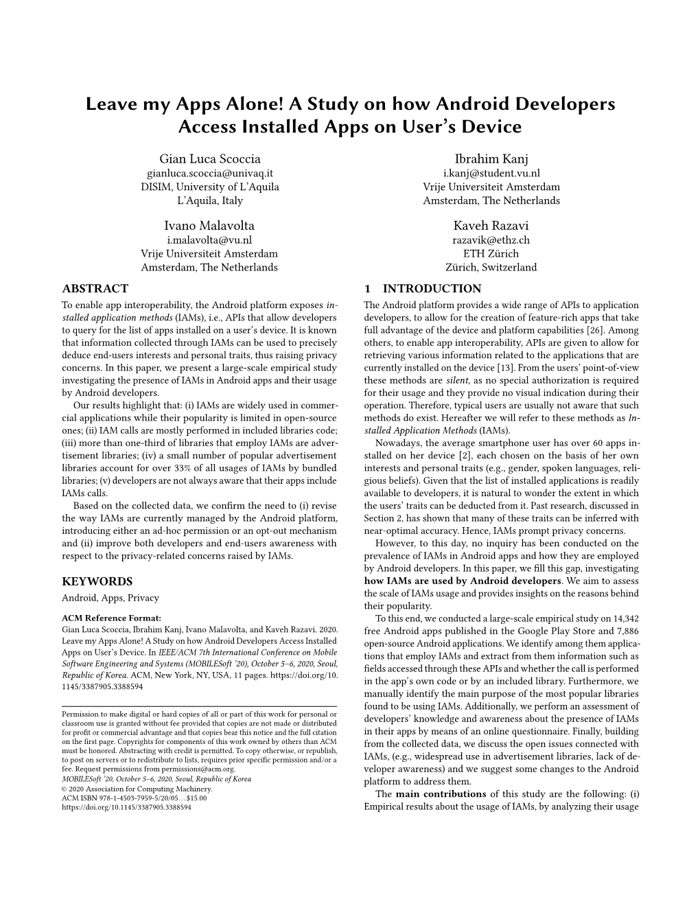 A Study on How Android Developers Access Installed Apps on User's