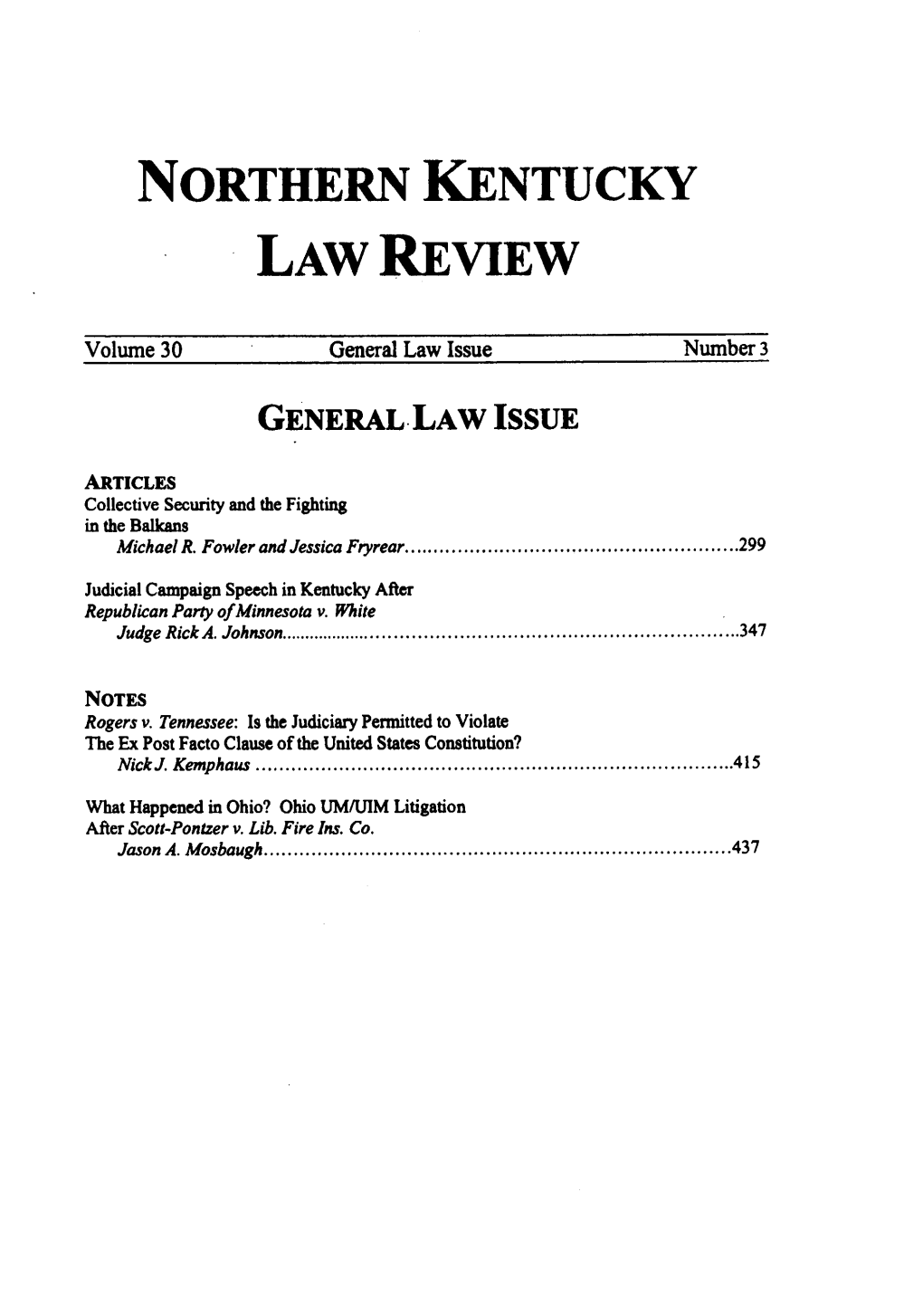 30 General Law Issue Number 3
