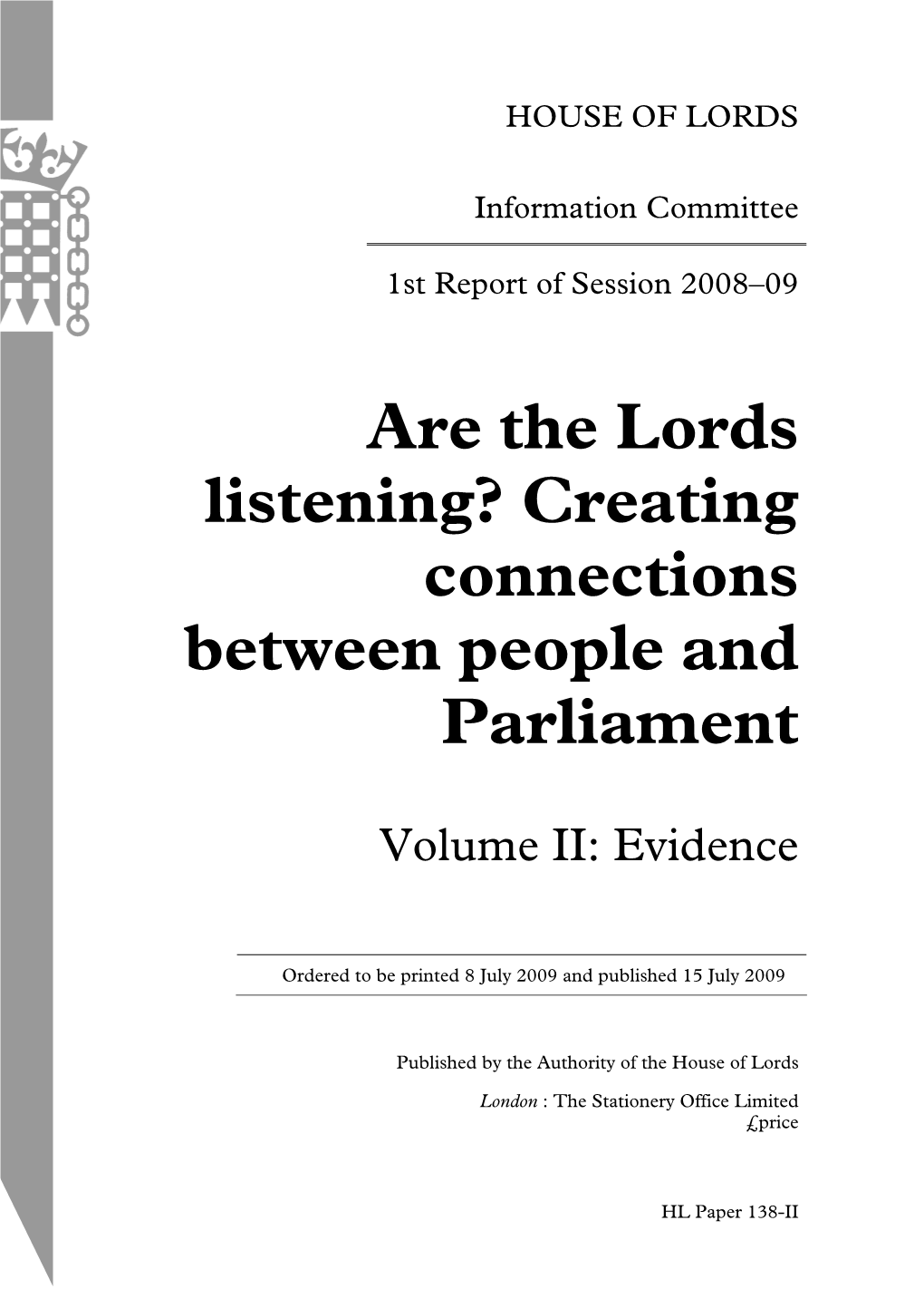 Are the Lords Listening? Creating Connections Between People and Parliament