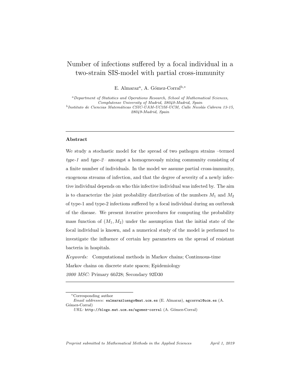 Number of Infections Suffered by a Focal Individual in a Two-Strain SIS