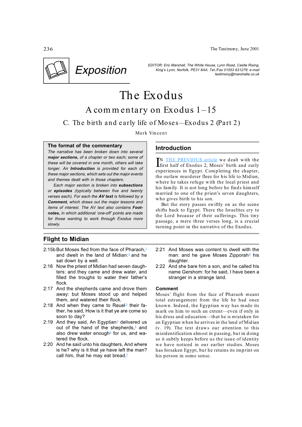 The Exodus a Commentary on Exodus 1–15 C