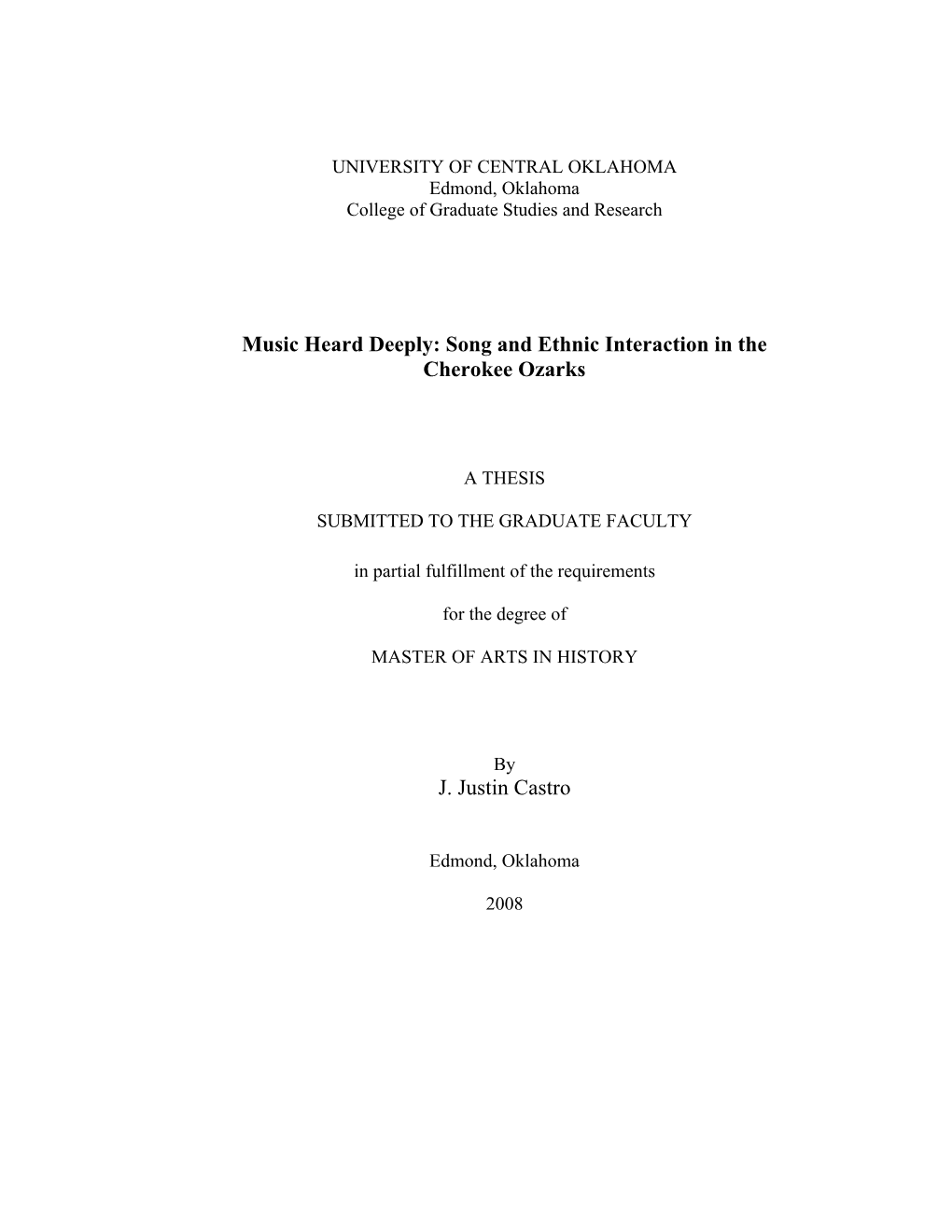 Music Heard Deeply: Song and Ethnic Interaction in the Cherokee Ozarks