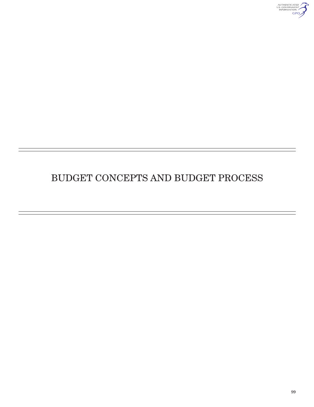 Budget Concepts and Budget Process