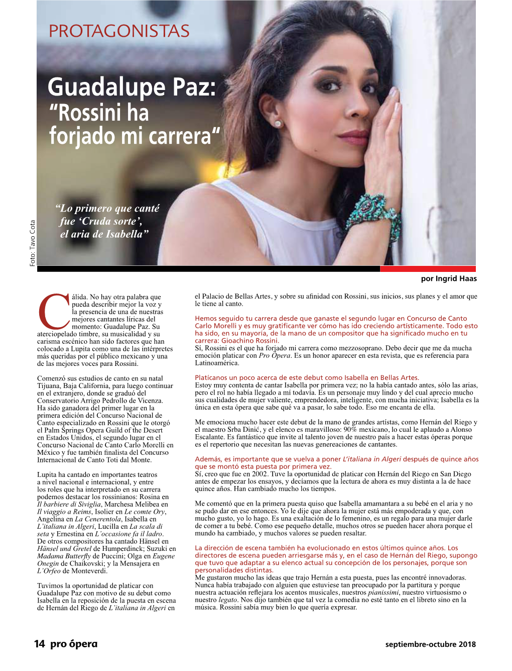 Guadalupe Paz: “Rossini Ha Forjado Mi Carrera”