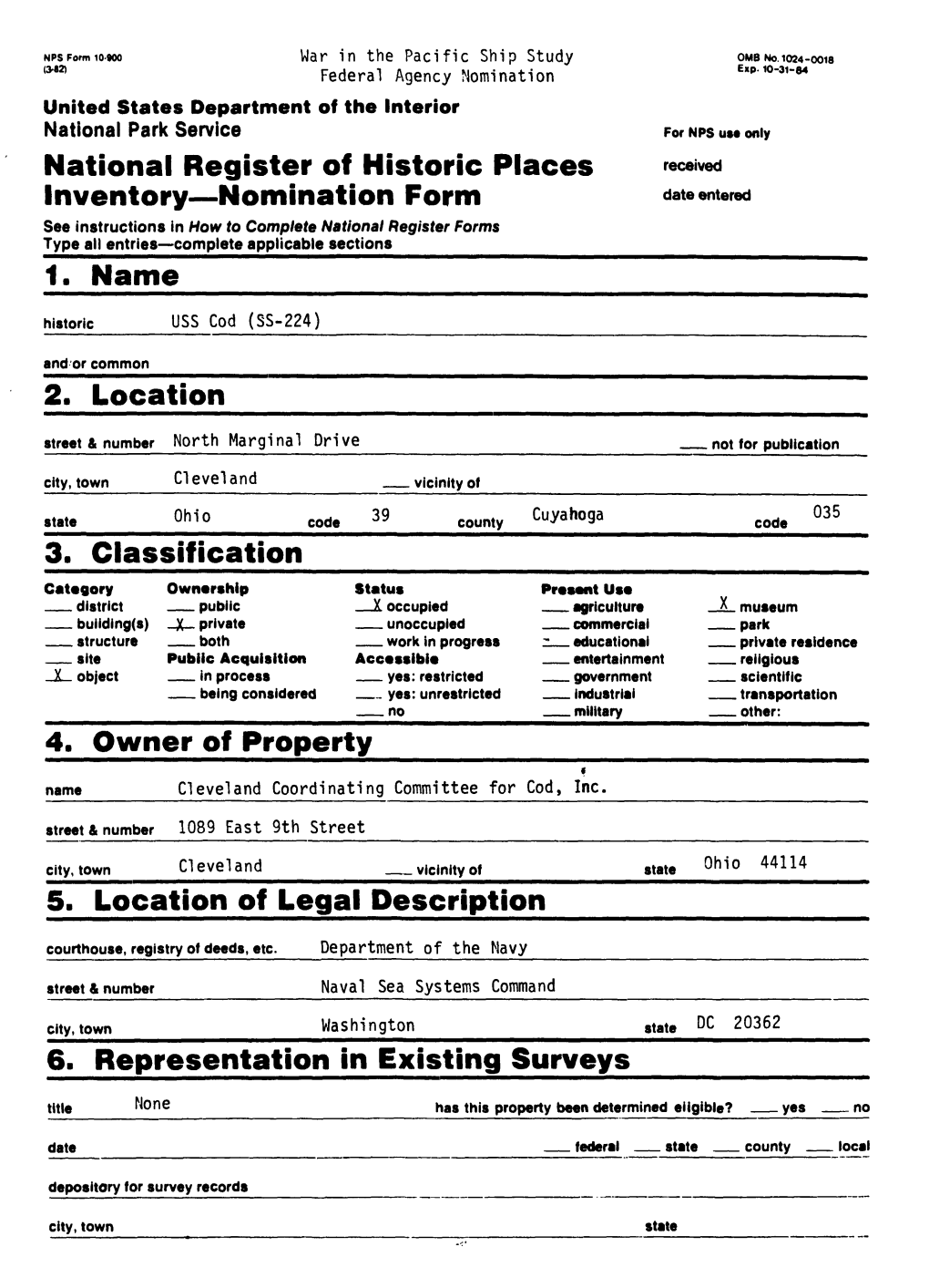 National Register of Historic Places Inventory Nomination Form