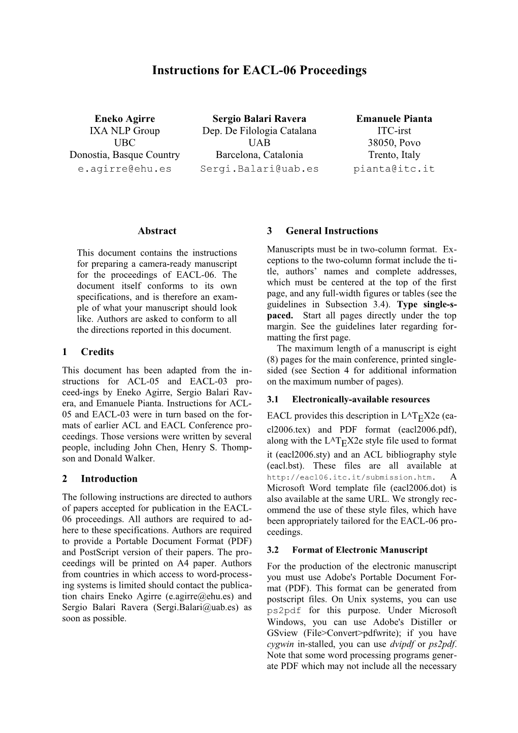 Instructions for EACL-06 Proceedings