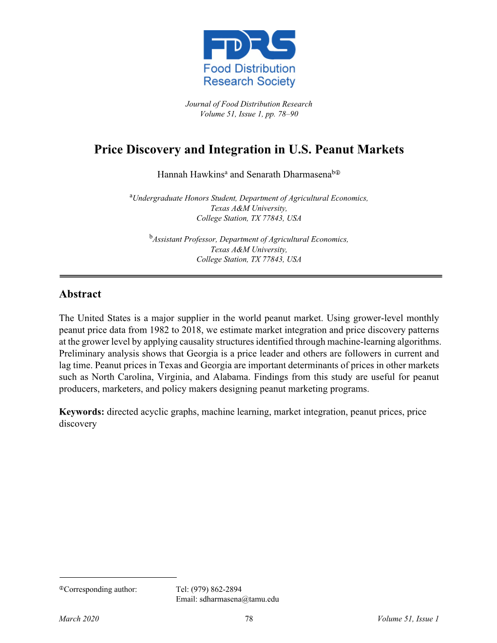 Price Discovery and Integration in U.S. Peanut Markets