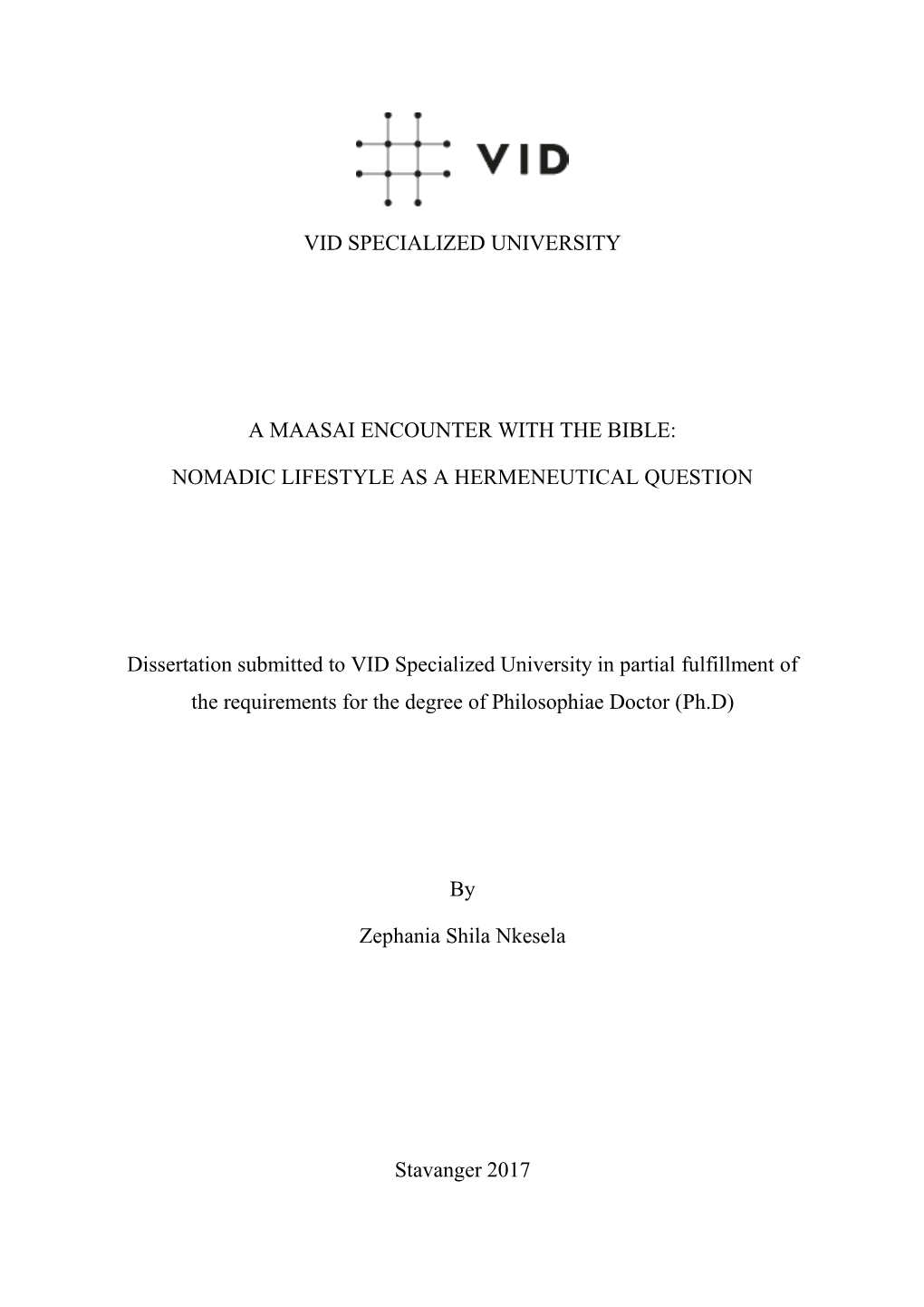 Zephania Shila Nkesela – Thesis –