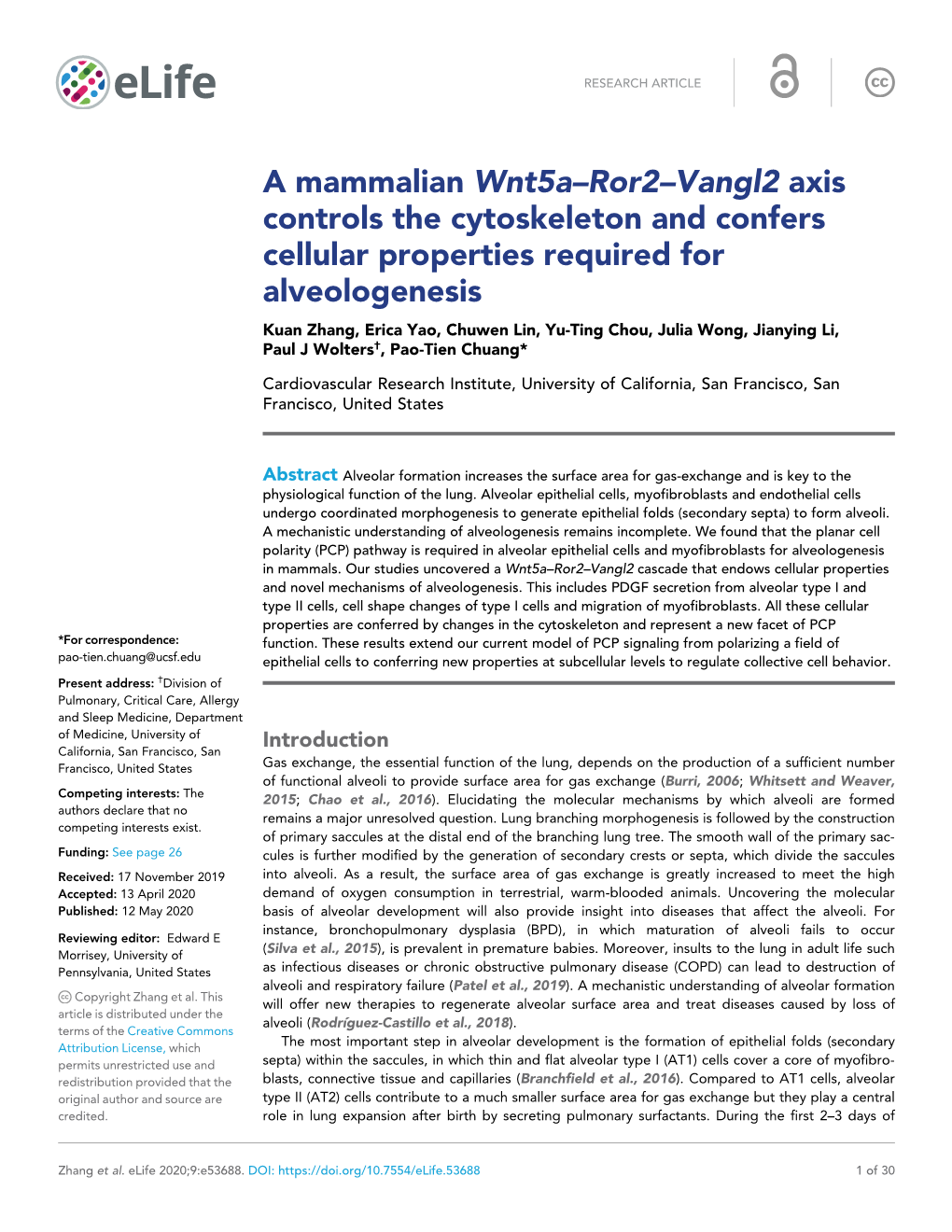 A Mammalian Wnt5a–Ror2–Vangl2 Axis Controls the Cytoskeleton And