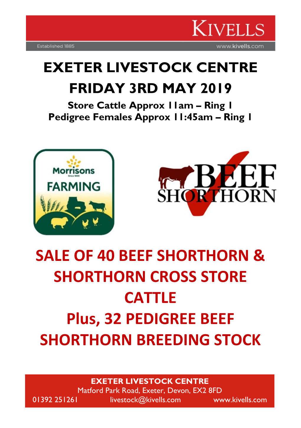 Sale of 40 Beef Shorthorn & Shorthorn Cross Store