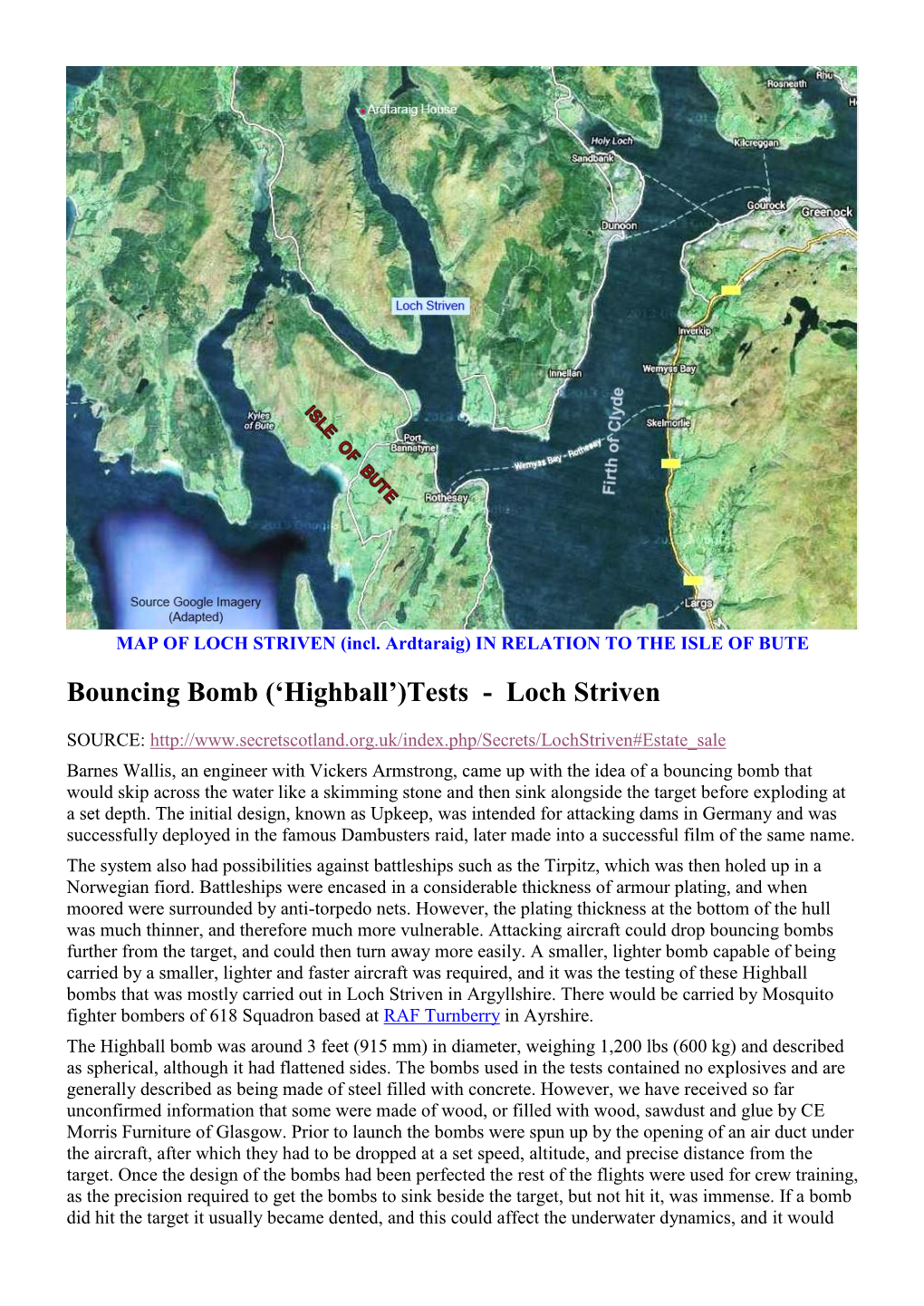 Bouncing Bomb (‘Highball’)Tests - Loch Striven