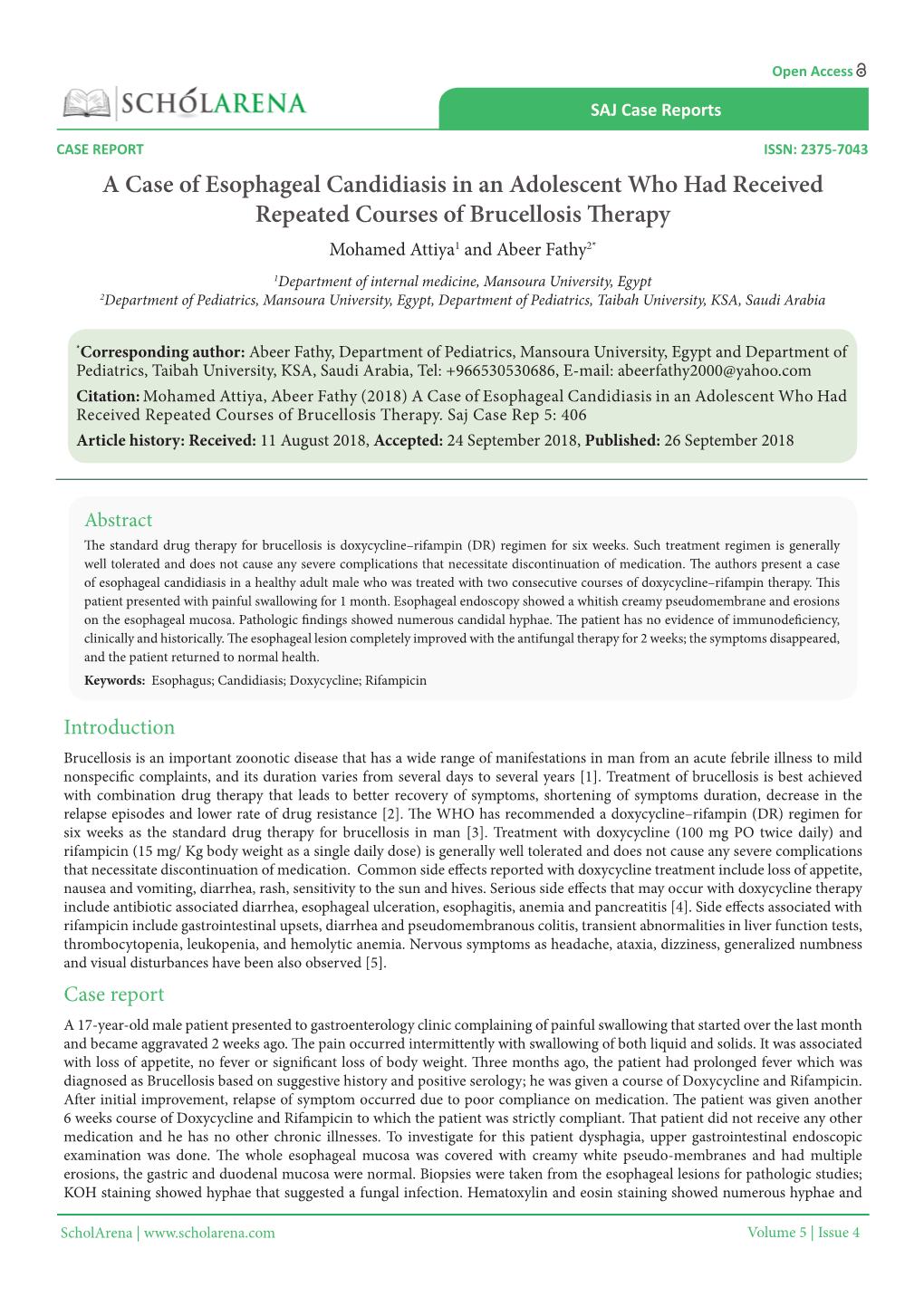 A Case of Esophageal Candidiasis in an Adolescent Who Had Received