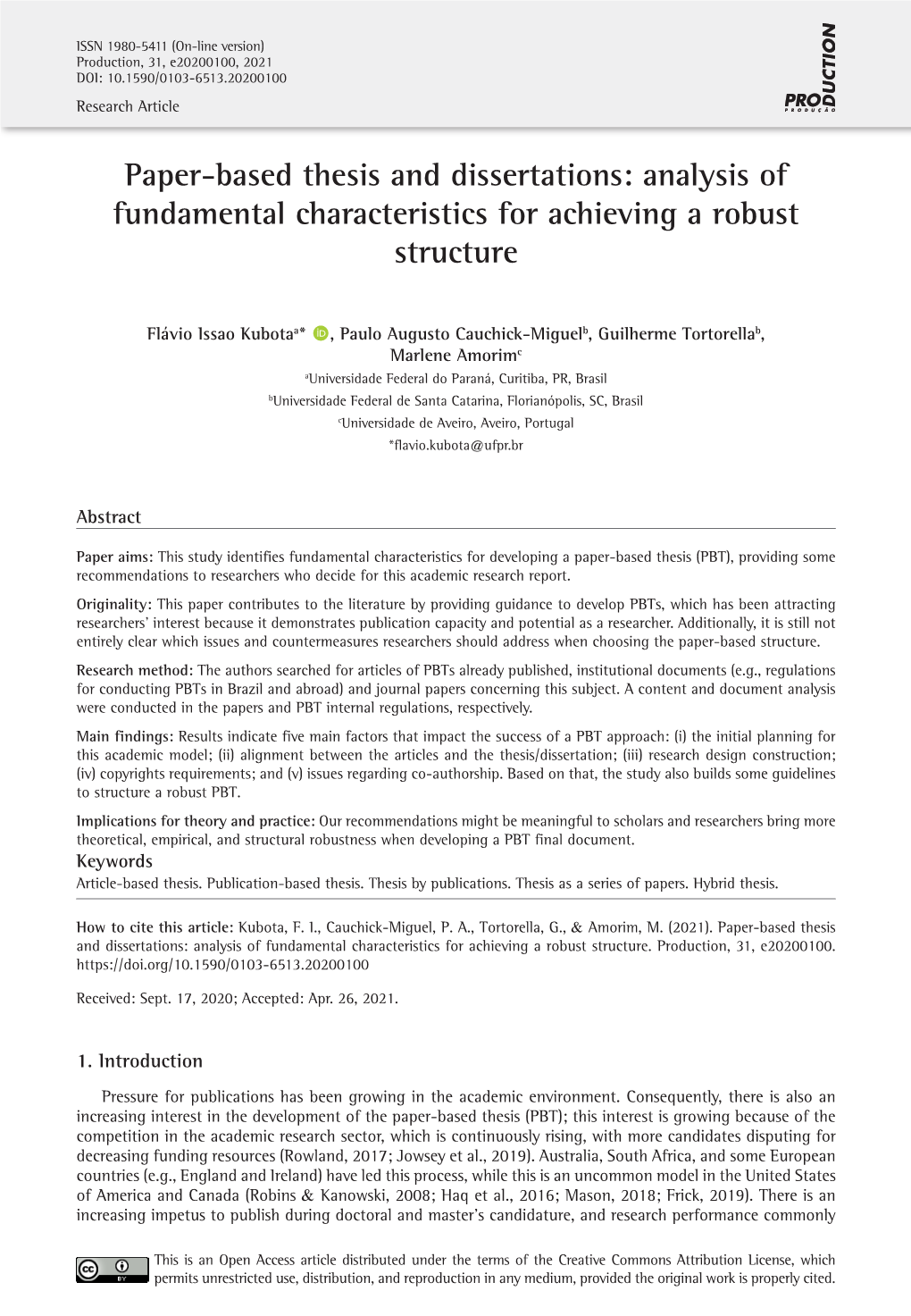 Paper-Based Thesis and Dissertations: Analysis of Fundamental Characteristics for Achieving a Robust Structure