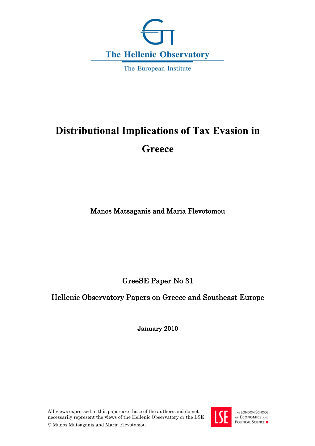 Distributional Implications of Tax Evasion in Greece