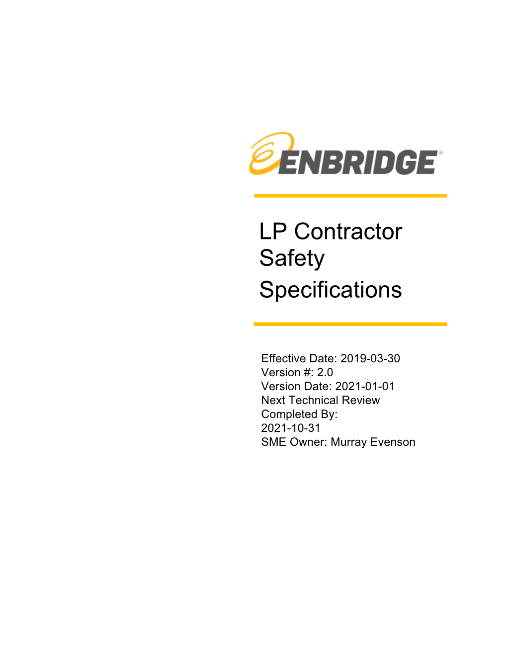 LP Contractor Safety Specifications