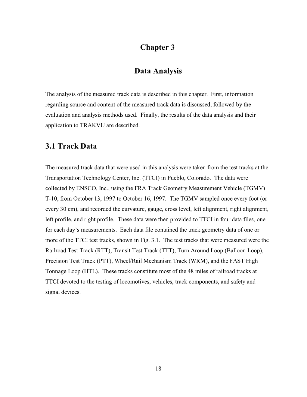 Chapter 3 Data Analysis 3.1 Track Data