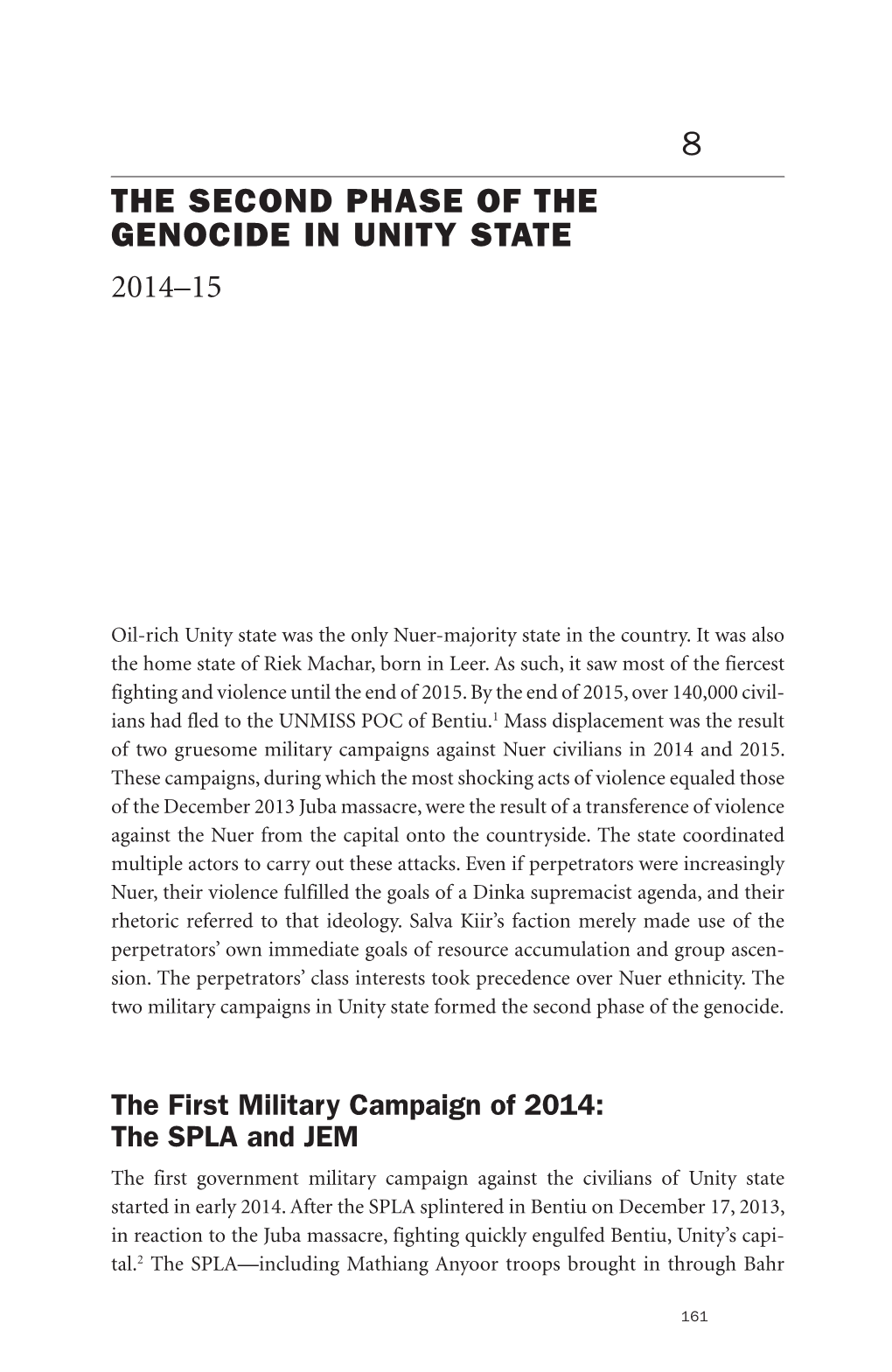 8 the Second Phase of the Genocide in Unity State 2014–15