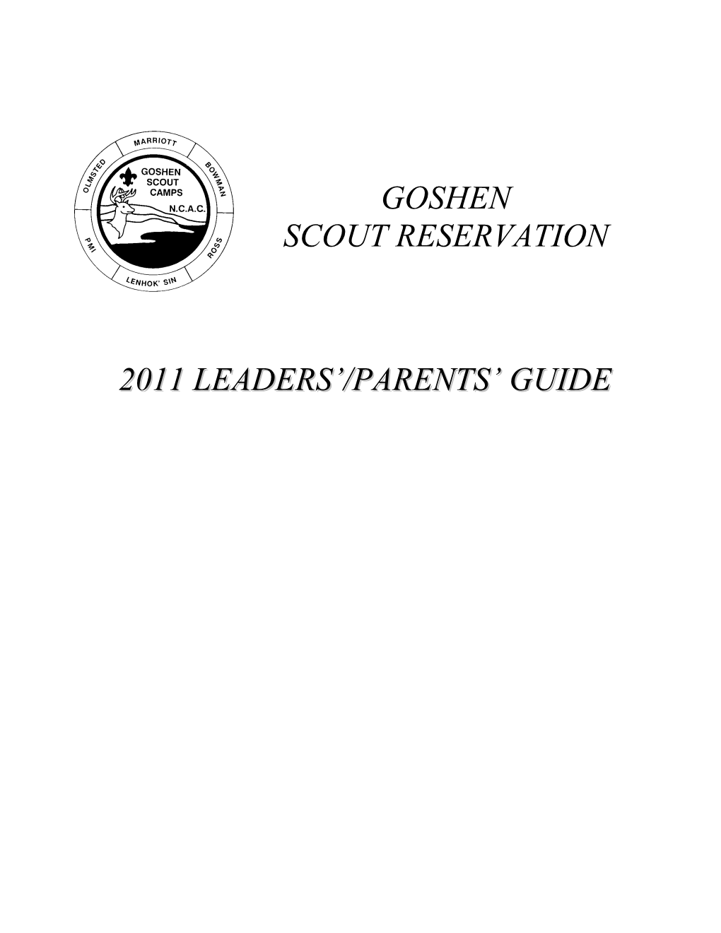 Goshen Scout Reservation 2011 Leaders'/Parents' Guide