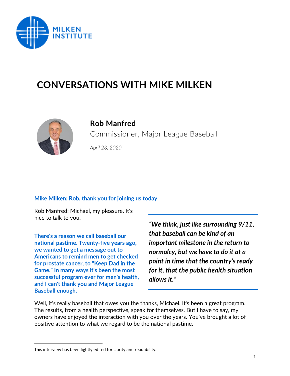 Conversations with Mike Milken