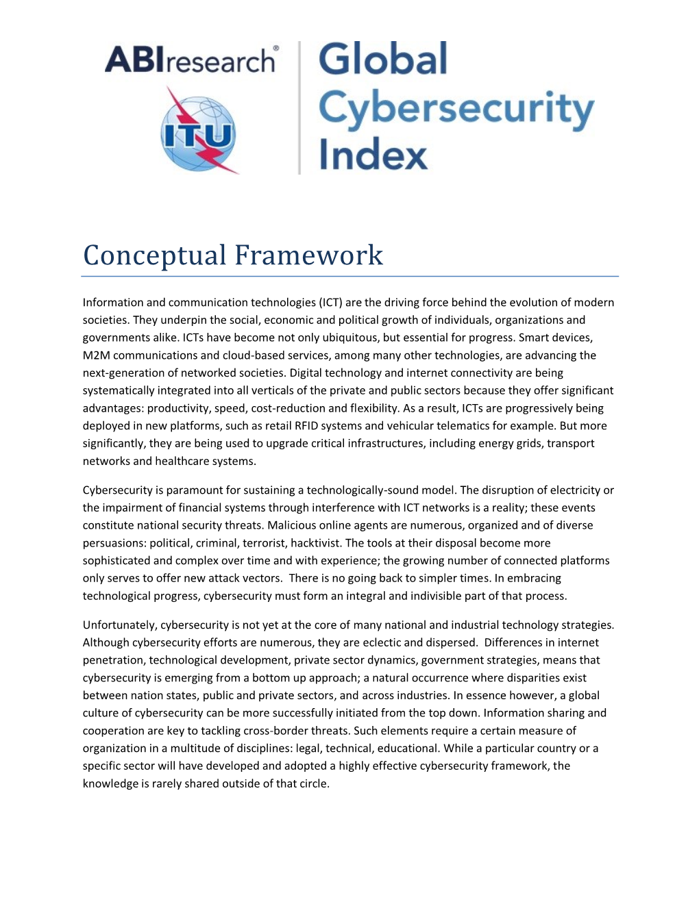 ITU Conceptual Framework on Cybersecurity