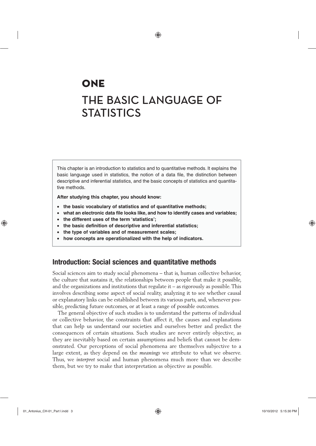 The Basic Language of Statistics