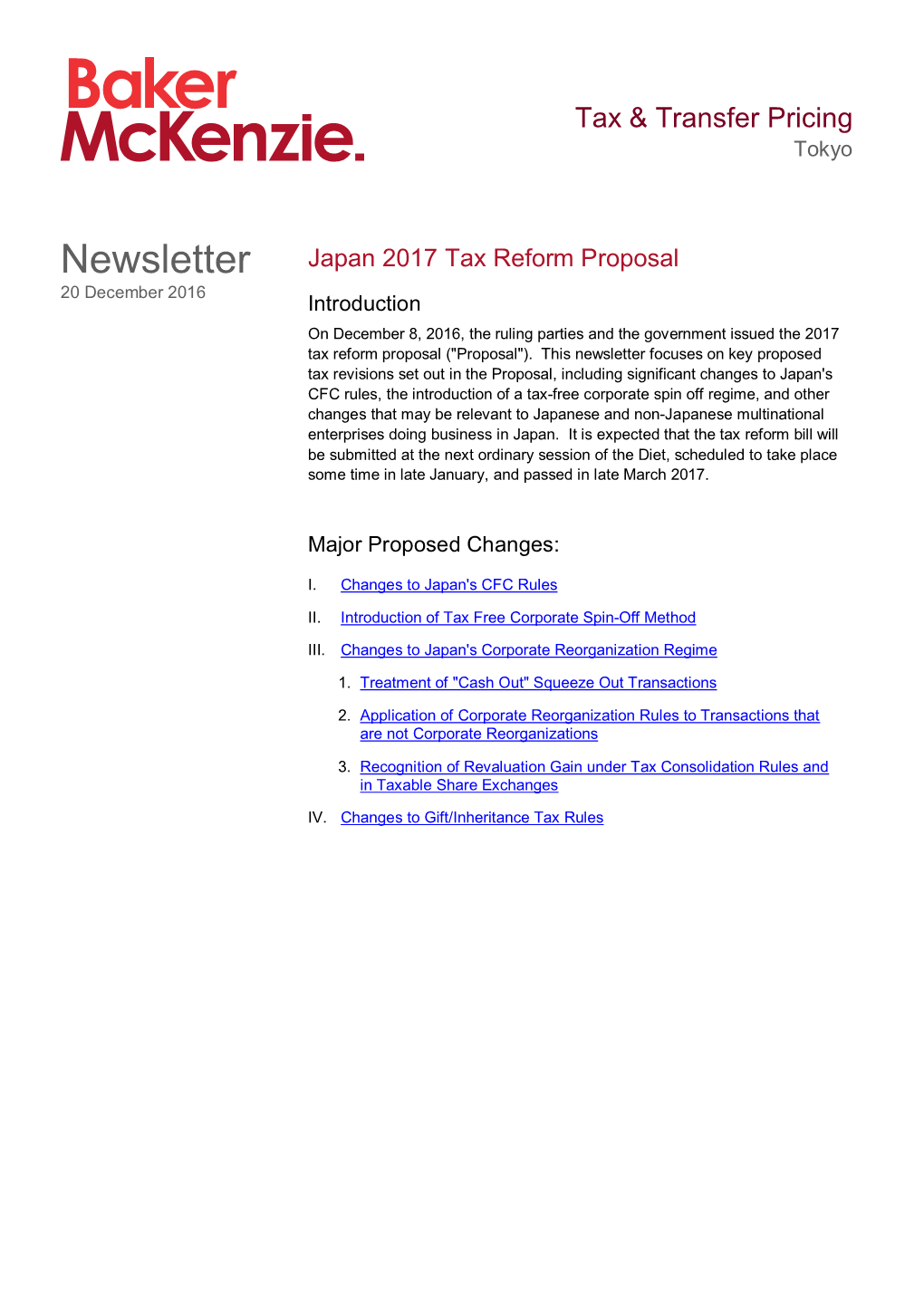 2017 Japan Tax Reform Proposals