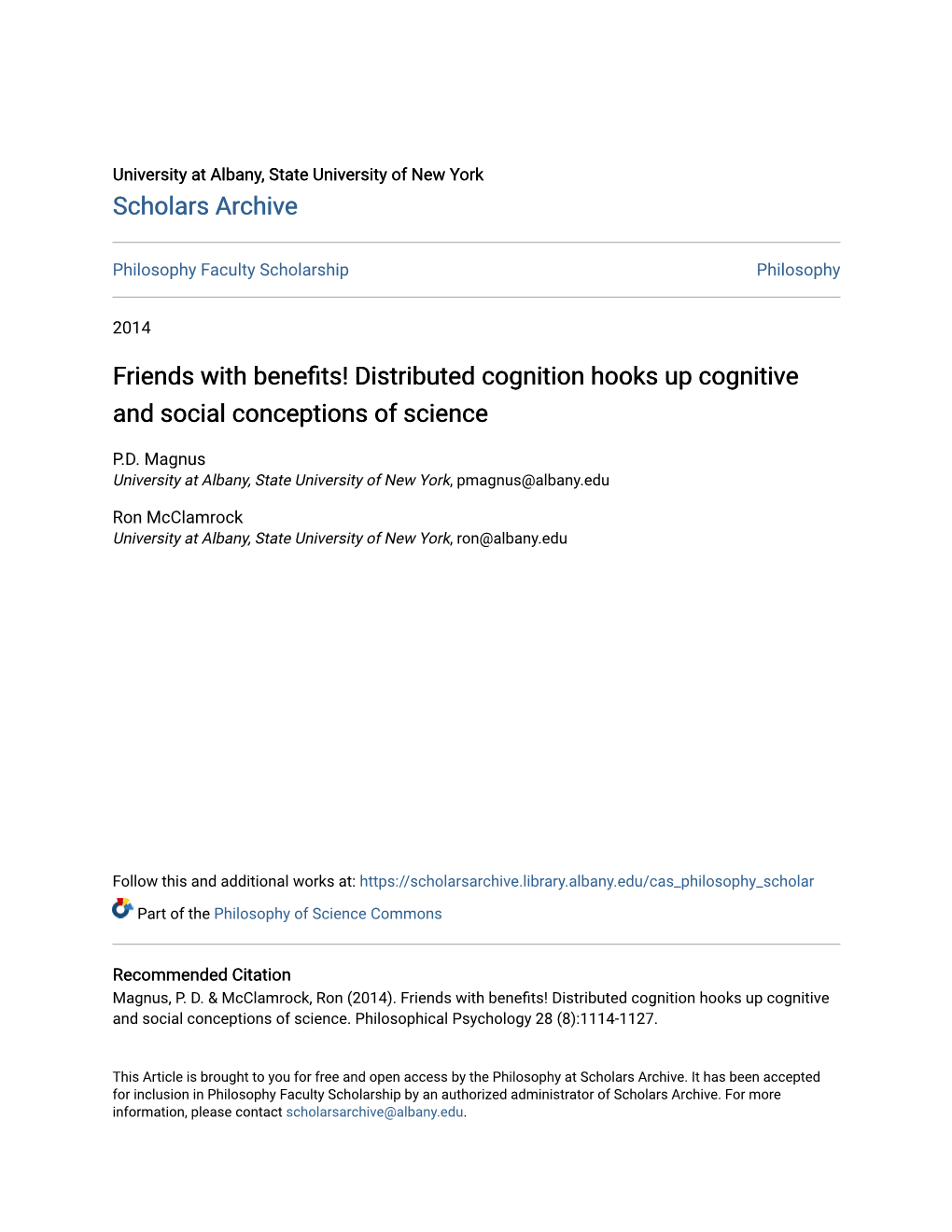 Distributed Cognition Hooks up Cognitive and Social Conceptions of Science