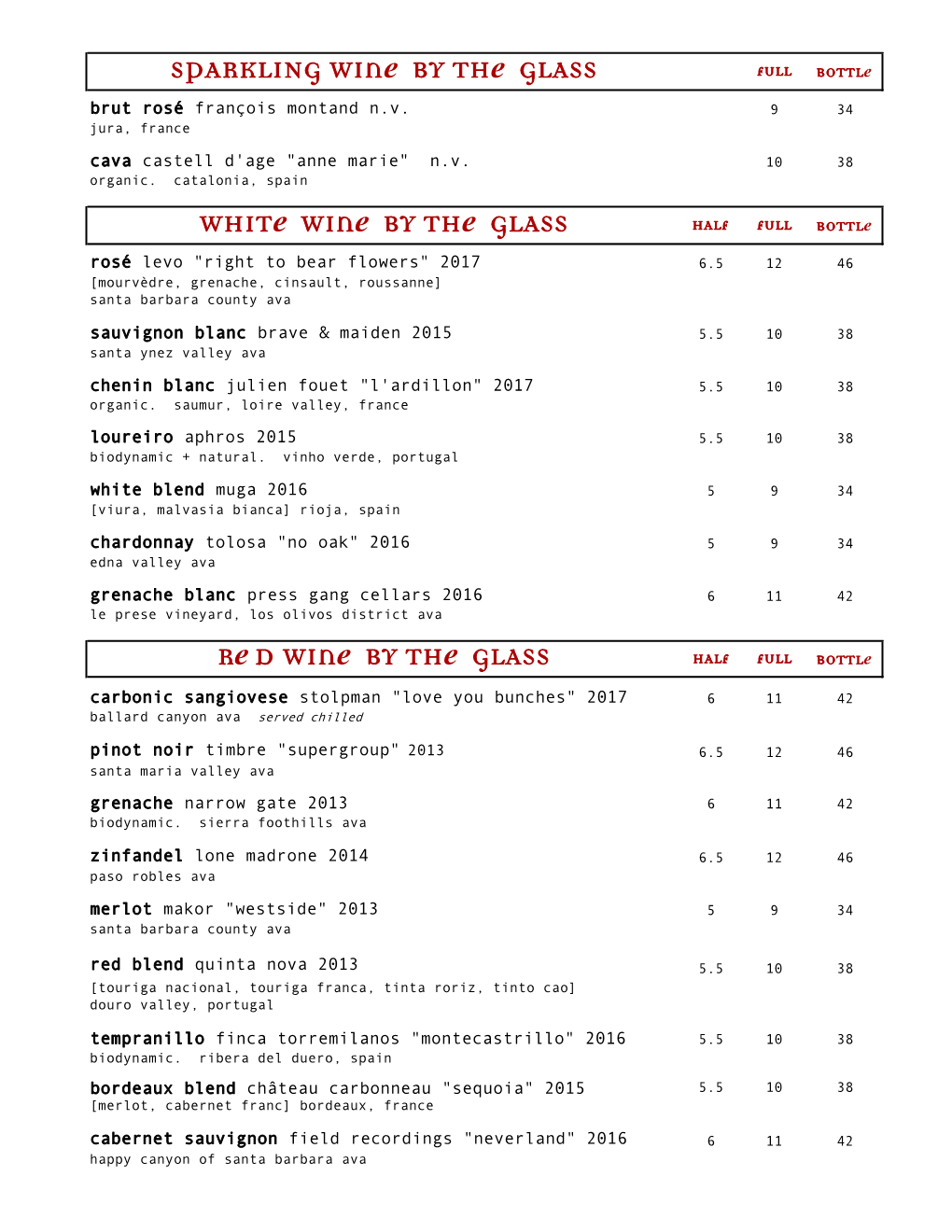 Wines Roussanne 40 Ballard Canyon, Ca S 2013 Curran Grenache Blanc 40 Santa Ynez Valley, Ca 2016 Press Gang Grenache Blanc 42 Los Olivos District, Ca S Chardonnay