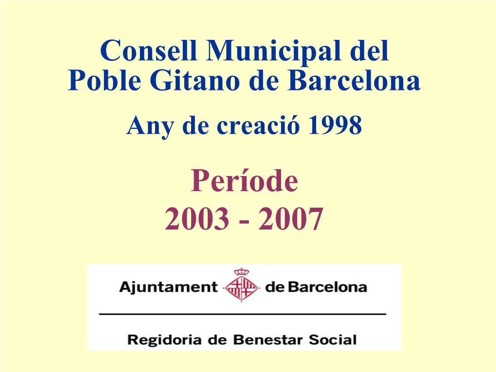 Consell Municipal Del Poble Gitano De Barcelona