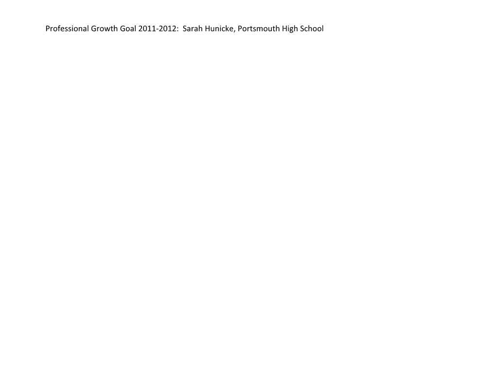 Professional Growth Goal 2011-2012: Sarah Hunicke, Portsmouth High School