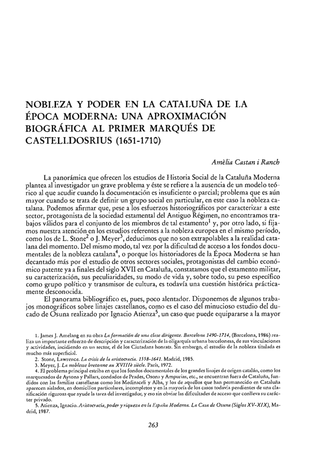 Una Aproximacion Biografica Al Primer Marques De Castelldosrius (1651-1 710)