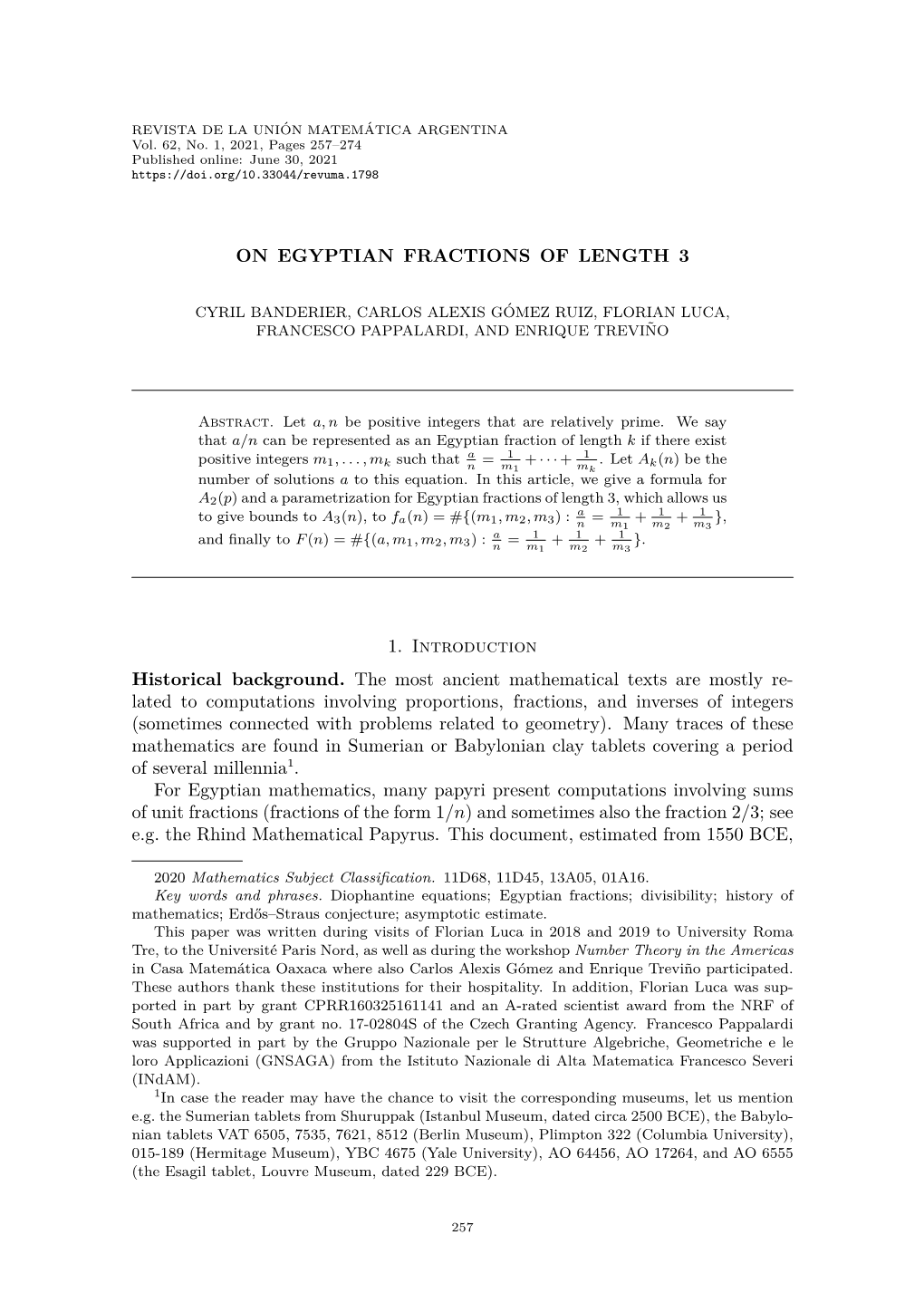 On Egyptian Fractions of Length 3