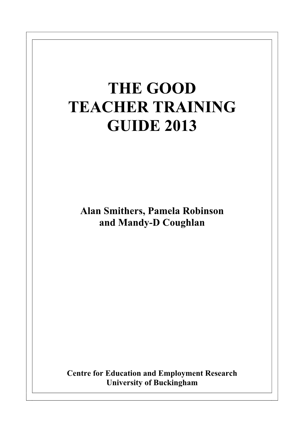 Good Teacher Training Guide 2013