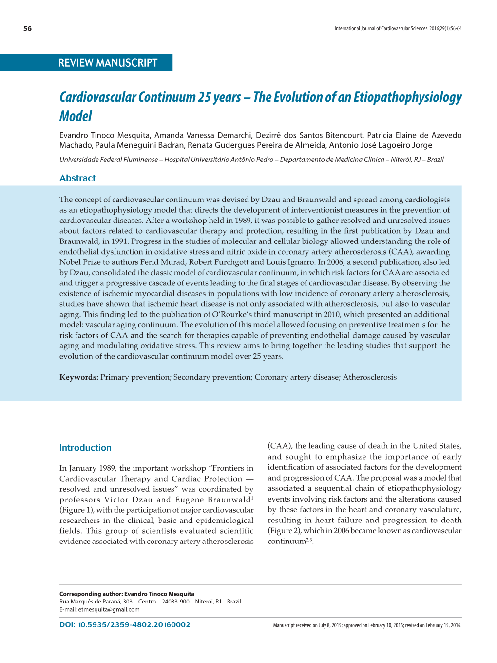 Cardiovascular Continuum 25 Years – the Evolution of An