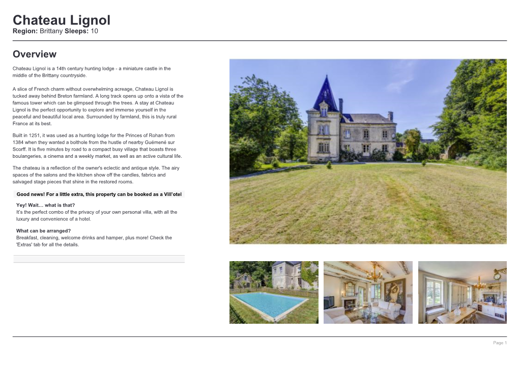 Chateau Lignol Region: Brittany Sleeps: 10